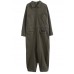 Bohemian Gray Green Pant Unique Spring Lapel Patchwork Jumpsuit Pants