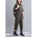 Bohemian Gray Green Pant Unique Spring Lapel Patchwork Jumpsuit Pants