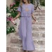 Embroidery Drawstring Waist Ruffle Wide Leg Two Pieces Suit