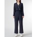 Solid Wrap Button Lapel Pocket Long Sleeve Jumpsuit