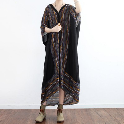 print sundress flowy chiffon beach dresses oversize caftans plus size gown