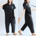 2021 black casual cotton hooded short sleeve tops and jumpsuit jeans