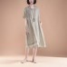 vintage cotton gown plus size Short Sleeve Fake Two-piece Summer Casual Khaki Dress