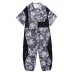 Women's summer high waist temperament fashion black print 2021 new one-piece jumpsuit