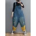 Style Denim Blue Pant Plus Size Spring Hole Jumpsuit Pants