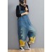 Style Denim Blue Pant Plus Size Spring Hole Jumpsuit Pants