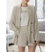 Solid Long Sleeve Button Front Pocket Two Pieces Suit