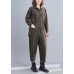 Bohemian Gray Green Pant Unique Spring Lapel Patchwork Jumpsuit Pants