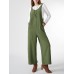 Solid Pocket Open Back Sleeveless Straight Leg Jumpsuit