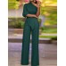 High Waist Solid Pocket Asymmetrical One Shoulder Jumpsuit