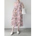 Flower Print Sleeveless Round Neck Print Dress