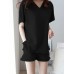 Leisure Solid Pocket V Neck Short Sleeve Suit