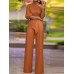 High Waist Solid Pocket Asymmetrical One Shoulder Jumpsuit