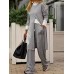 Women Side Pockets Side Fork O  Neck Solid Ankle Length Two  Piece Sets